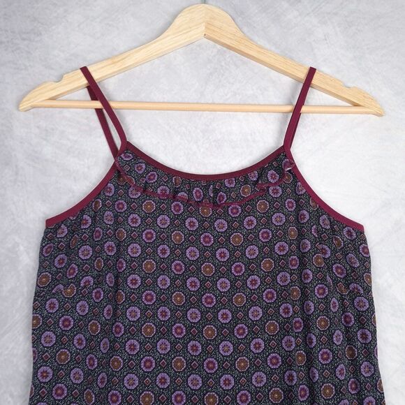 VntgY2K Slip Dress Womens Small Black Purple Rayon Ruffle Strappy Whimsy Goth - Picture 4 of 16